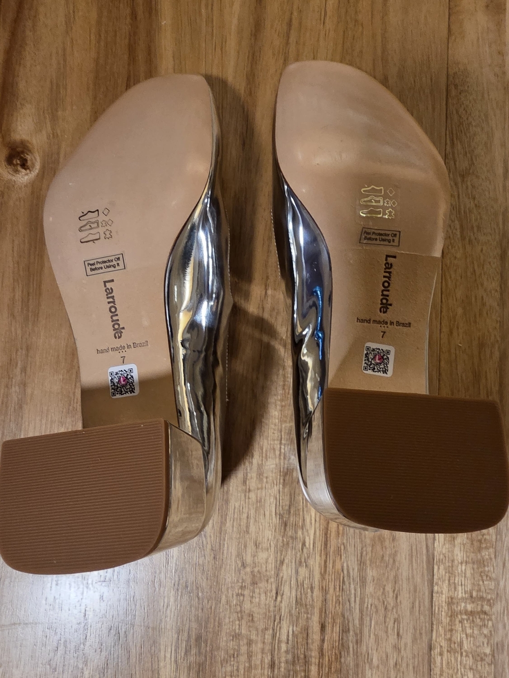 Larroude Silver Mary Jane Block Heel Pumps - Picture 9 of 9